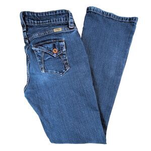Levi Strauss Signature Stretch Jeans Women Sz 4 Mid Wash Flap Pocket Bootcut Y2K